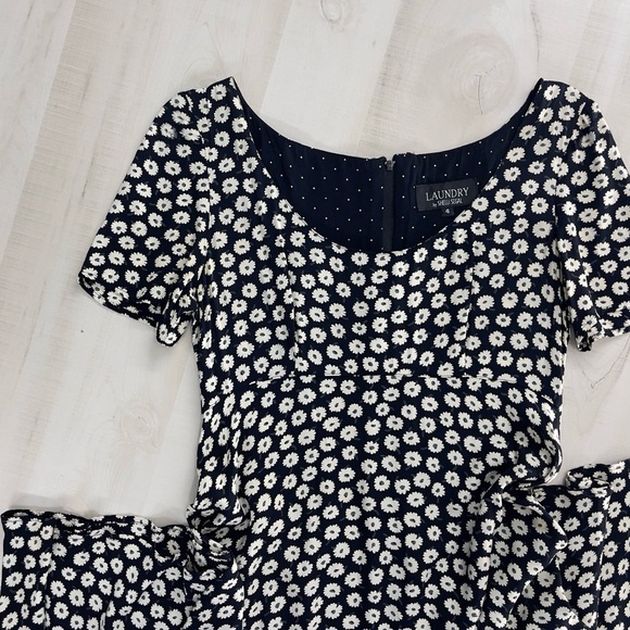 90s Y2K LAUNDRY BY Shelli Segal Daisy printed floral midi dress - Picture 5 of 10